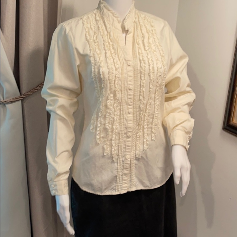 VINTAGE CARVE DESIGN BUTTON DOWN BLOUSE 12